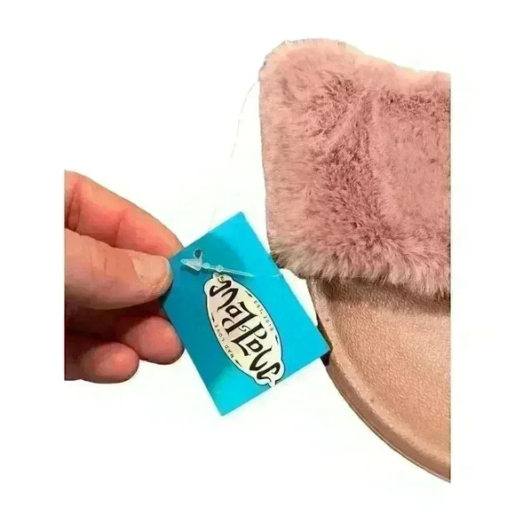 NWT Mad Love Slippers Women's Size 10 Phoebe Sandal Slip On Mauve Color Faux Fur - Picture 7 of 9